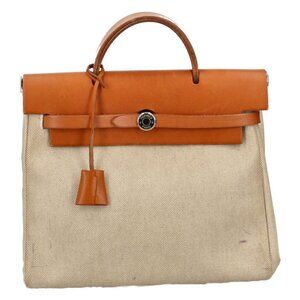 Hermes Herbag a Dos PM Toile GM Calf Shoulder Bag Natural
